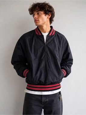Y2K Holloway Pullover Varsity Jacket | 90s Athletic Streetwear Windbreaker